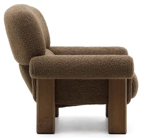 Brązowy fotel z materiału bouclé Nema – Kave Home