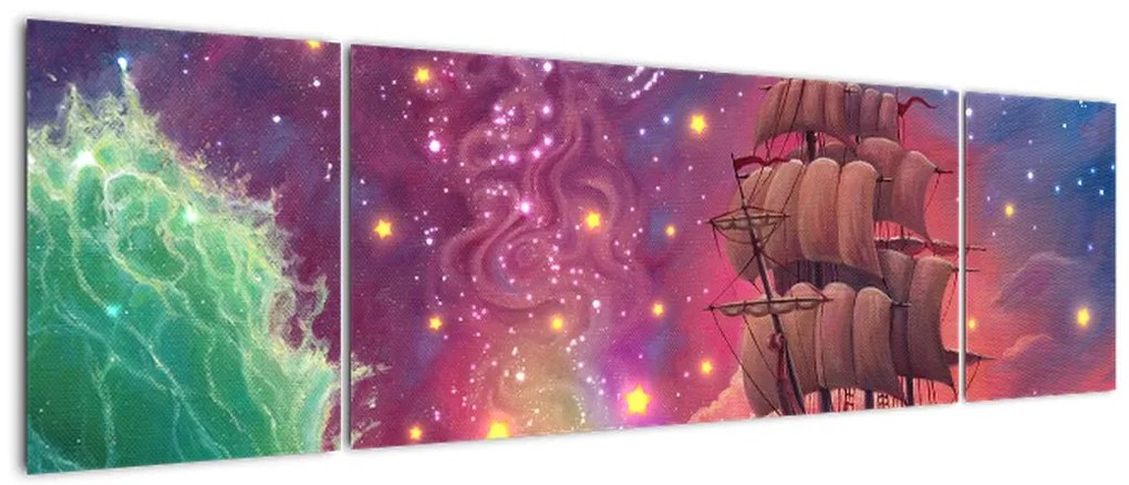 Obraz - Statek z kosmicznym niebem (170x50 cm)