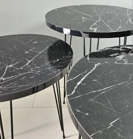 Zestaw 3 okrągłych stolików kawowych