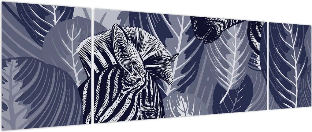 Obraz - Niebieskie zebry (170x50 cm)
