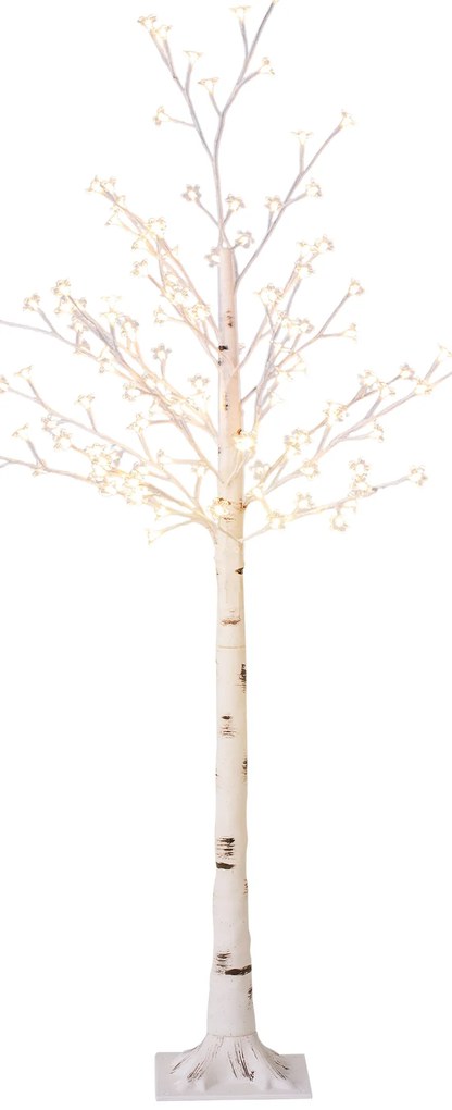 HOMCOM Sztuczne drzewko wiśniowe LED, 120 LED, 3 poziomy jasności, ciepła biel, realistyczna kora, 21 x 21 x 150 cm