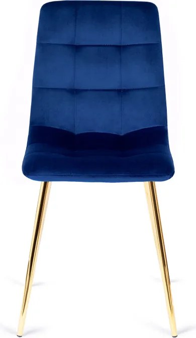 Krzesło Tapicerowane do Salonu YORK Granatowe Welurowe Nowoczesne Glamour