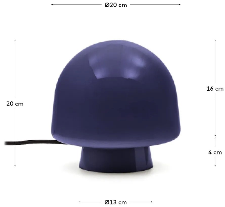 Ciemnoniebieska lampa stołowa ze szklanym kloszem (wysokość 20 cm) Reig – Kave Home
