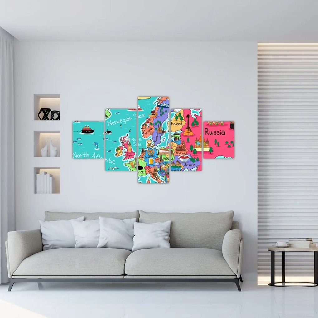 Obraz - Dziecięca mapa Europy (125x70 cm)