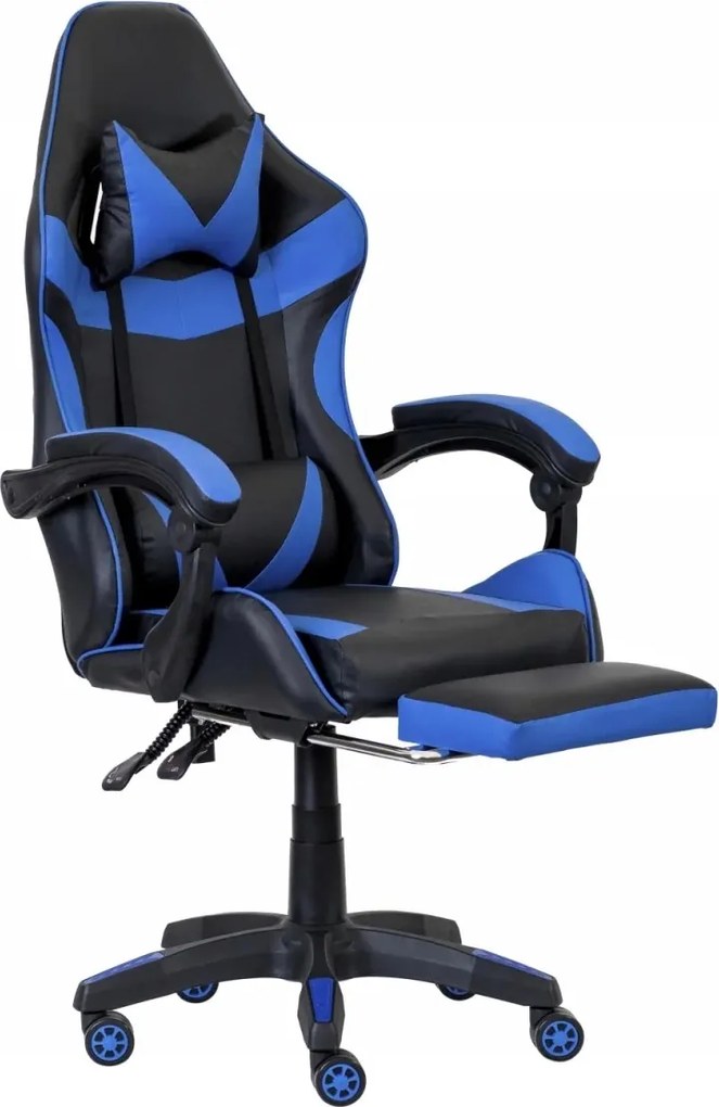 Fotel gamingowy z podnóżkiem Raxor, kolor czarno-niebieski
