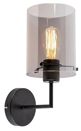 Designerska lampa ścienna czarna z dymionym szkłem - Dome