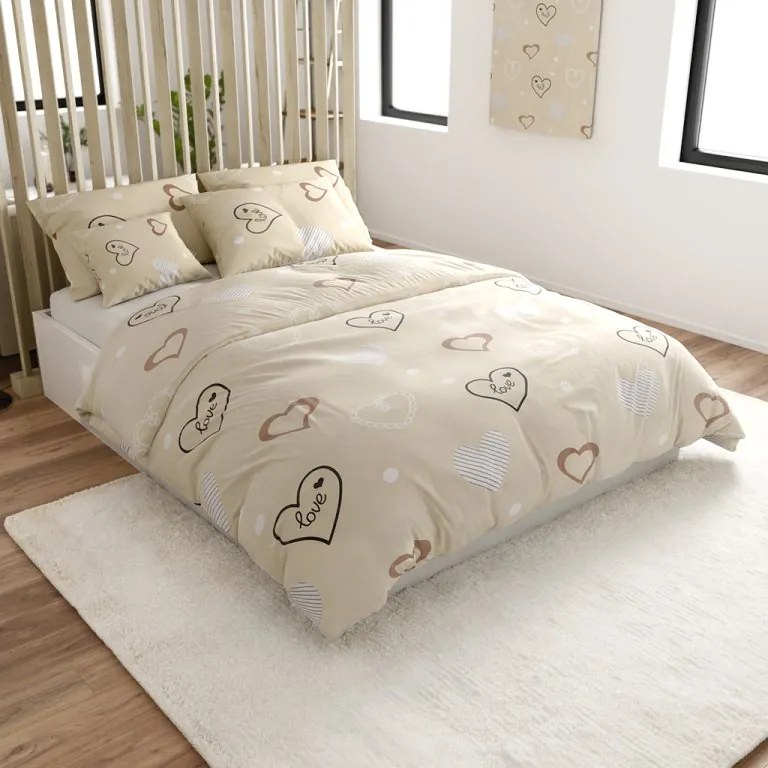 PrzytulneMieszkanie.pl PrzytulneMieszkanie.pl Bawełniana pościel DEAMON POLY beżowa Rozmiar pościeli: 70 x 90 cm | 140 x 220 cm