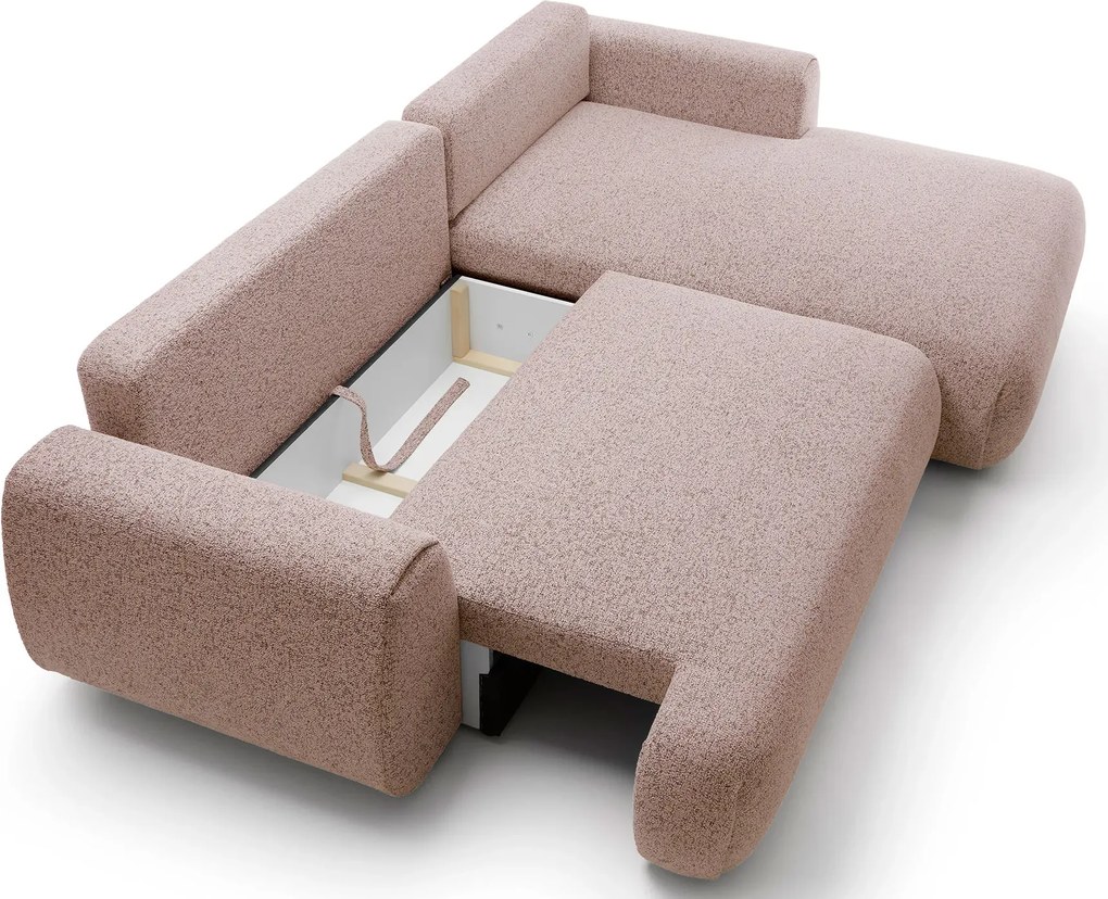 Melanżowa kanapa narożna z funkcją spania oberżyna R1-K71