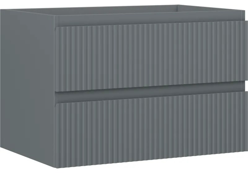 Mexen Rivel szafka łazienkowa podumywalkowa 70 cm, 2 szuflady, ryflowana , grafit mat - 91A20-07047-2-BFF66