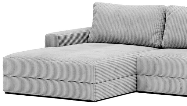 Sofa narożna, rozkładana NEVI szary sztruks 345/185/76