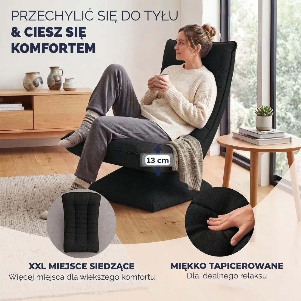 Leżanka ABERDEEN, 87x60x105cm, czarna Casaria