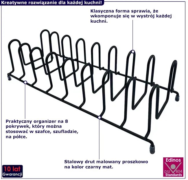 Klasyczny metalowy stojak kuchenny na pokrywki Umix 3X