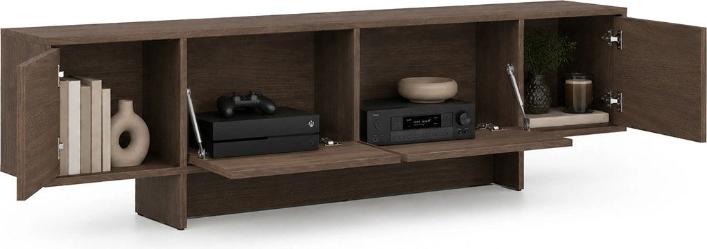 Szafka RTV czterodrzwiowa Zolia 180 cm na cokole - orzech elegant