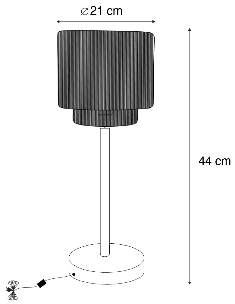 Lampa stołowa Japandi czarna z brązowym sznurem - SmillaJapandi Oswietlenie wewnetrzne