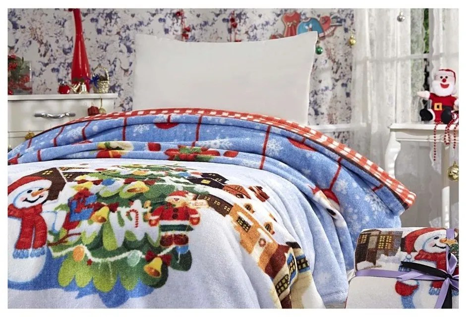 Koc ze świątecznym motywem z mieszanki bawełny 150x200 cm – Mila Home