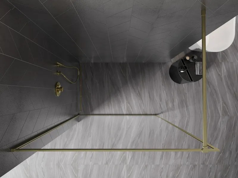 Mexen Kioto-F ścianka prysznicowa Walk-in z ramką 120 x 202 cm, transparent 8 mm, złota szczotkowana - 800-120-104-55-00