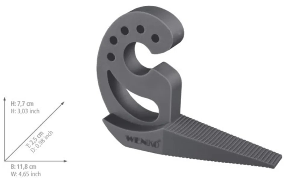 Ciemnoszary stoper do drzwi i okien Wenko Multi-STOP®