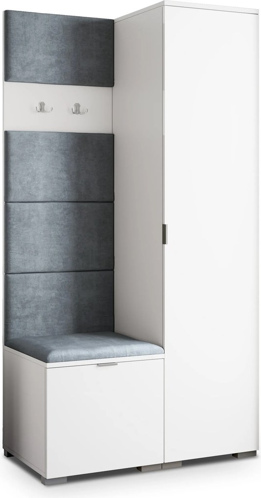Masseno Garderoba LORI 95/181/51 cm Nowoczesna Szafa do Przedpokoju Biała, MONOLITH 85 (Szary)