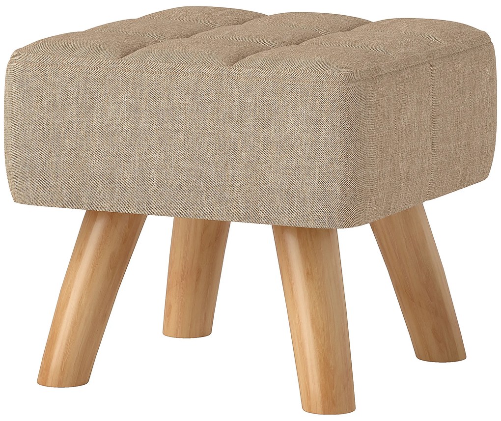 HOMCOM Puf z wyściełaniem, wygląd lnu, nogi z drewna, do 110 kg, Brązowy