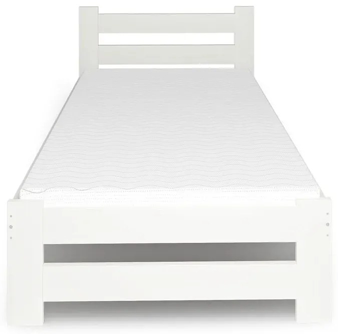 Białe jednoosobowe łóżko z drewna 80x200 W5-D07
