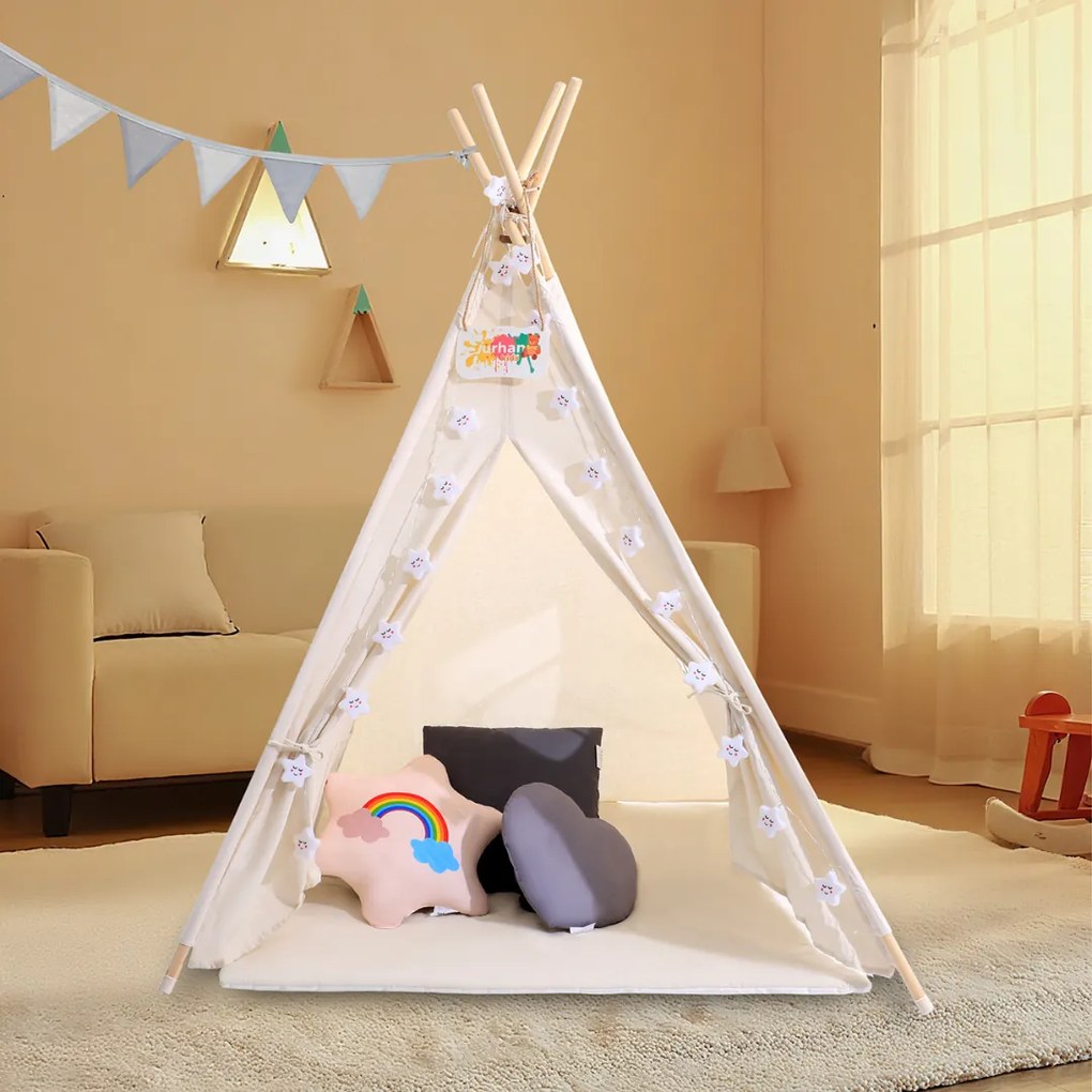 Namiot tipi JULIUS, 120x120x160cm, biała/szara Jurhan