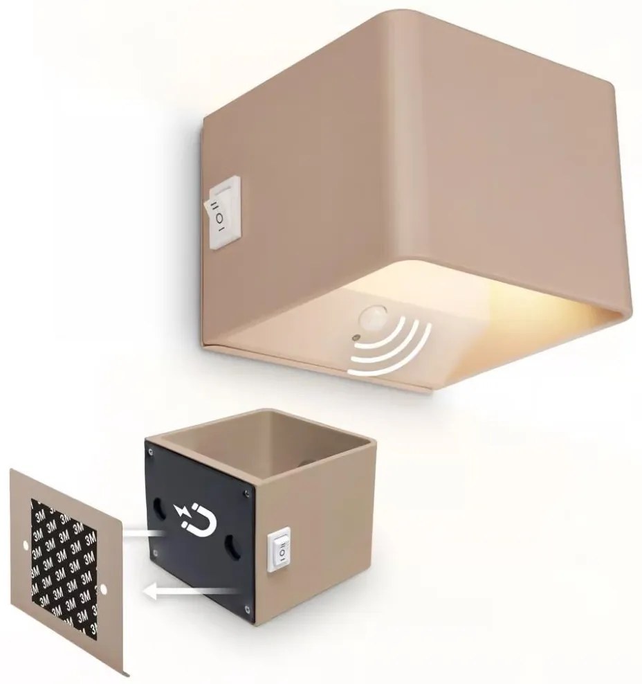 Briloner 3879011 - LED ładowalny kinkiet z czujnikiem BORRA LED/1,5W/5V 3600 mAh beżowy