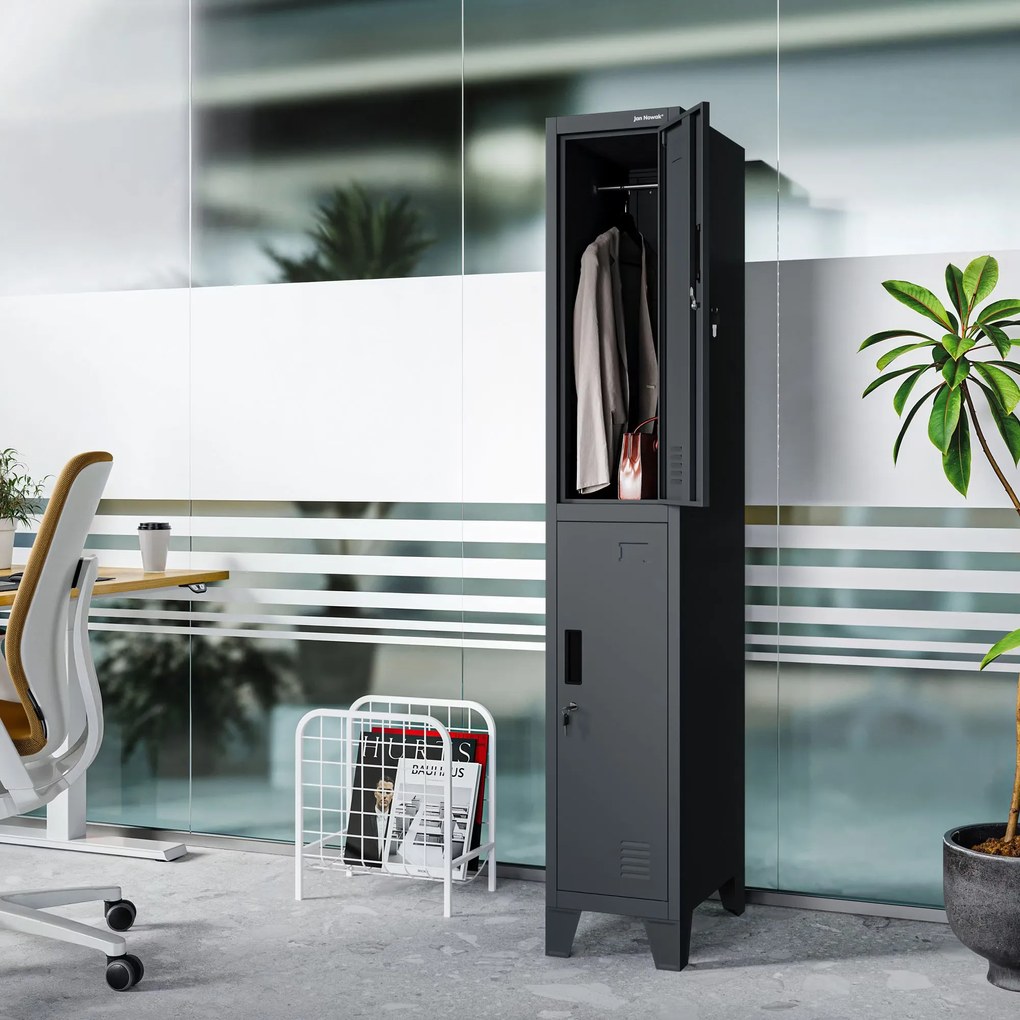 Szafka BHP ubraniowa pracownicza antracytowa BARTEK 1 Plus 292 x 1720 x 450 mm