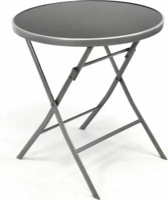 Garden Bistro stół składany z blatem szklanym - srebrny