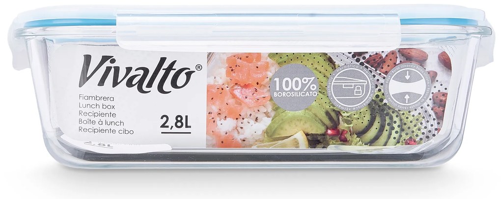 Szklany pojemnik na żywność hermetyczny LUNCH BOX, 2,8 l