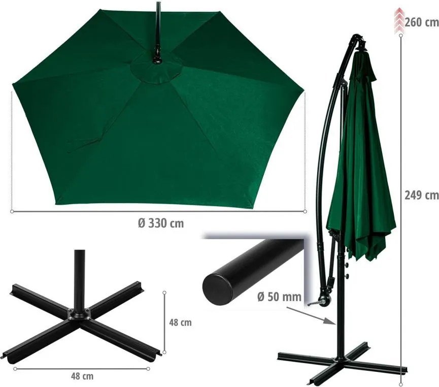 STILISTA Parasol ogrodowy, 330 x 249 cm, antracyt