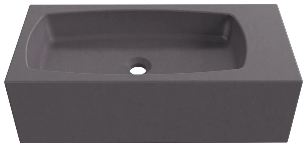 Zestaw umywalka betonowa prostokątna bez otworu na baterię 65 x 30 cm z półką ZALM i konsola