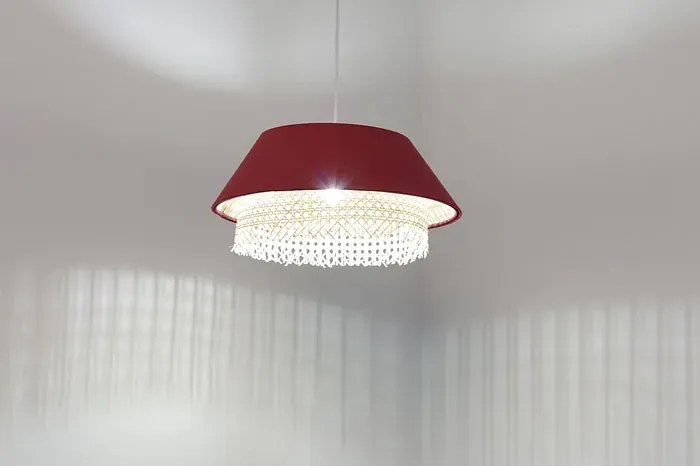 Czerwona lampa wisząca z rattanową dekoracją - 14X A347 B6-D96