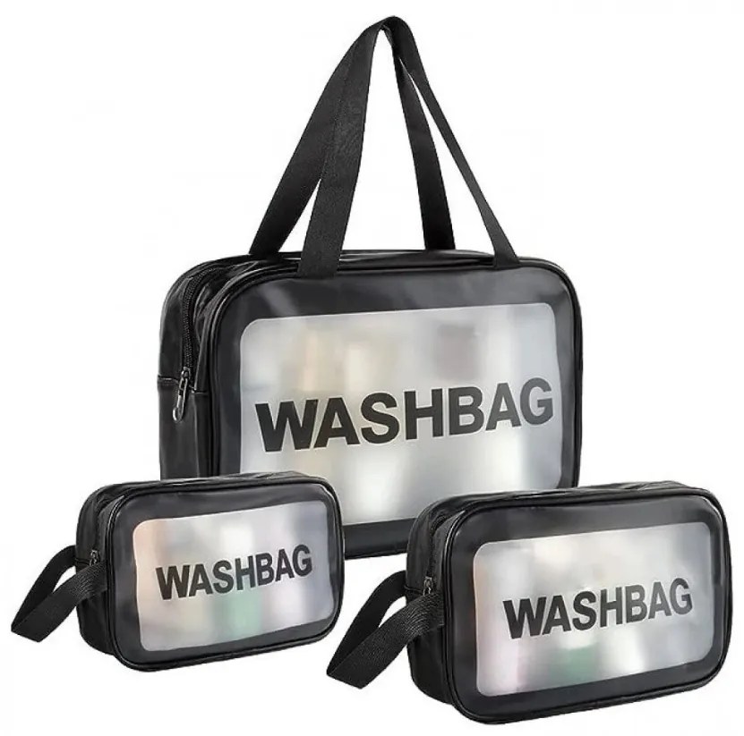 Kosmetyczka WASHBAG zestaw 3 szt., czarna