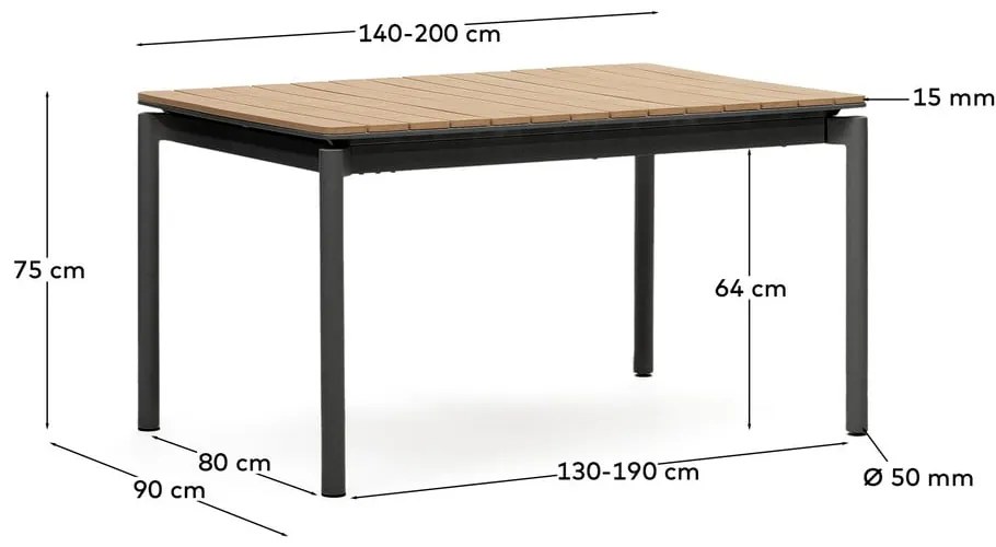 Aluminiowy stół ogrodowy 90x140 cm Canyelles – Kave Home