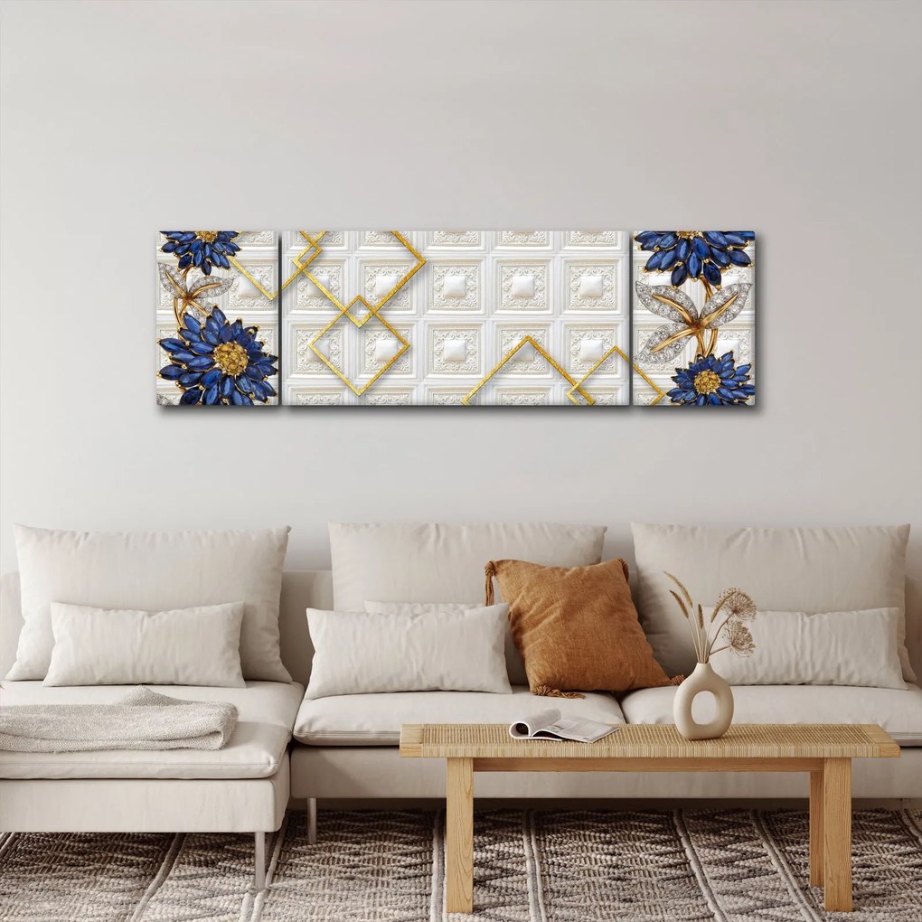 Obraz - Diamentowe kwiaty (170x50 cm)