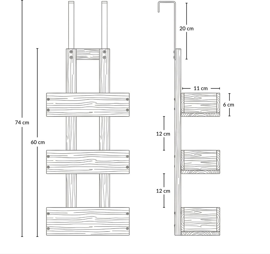 Bambusowy wieszak łazienkowy na drzwi RANT, 74 cm
