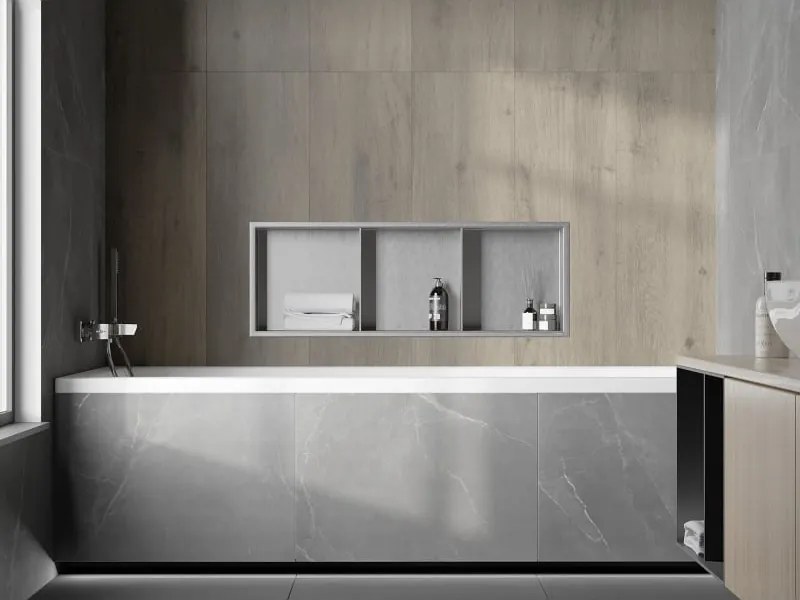 Mexen X-Wall-R półka wnękowa z kołnierzem i półką 90 x 30 cm, inox - 1910903010S