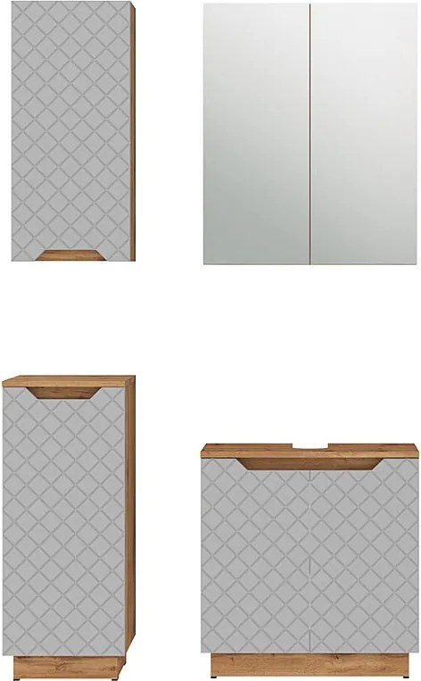 Zestaw mebli łazienkowych dąb/szary ze strukturą płytek 59.8x32x62.1 lotta