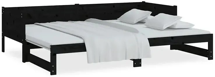 Czarne łóżko rozkładane z litego drewna 2x(80x200) cm - Eluwin 3X