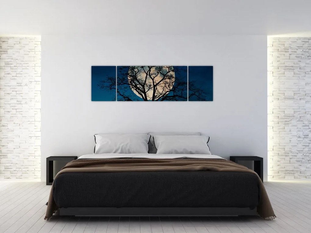 Obraz drzewa z pełnią księżyca (170x50 cm)
