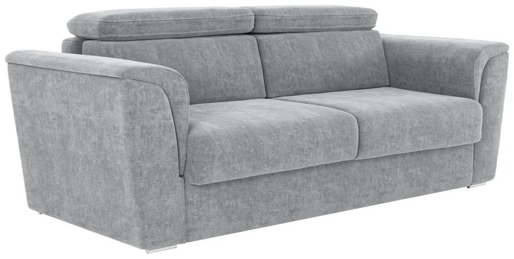 Kanapa 4-osobowa rozkładana typu express z szarą tapicerką - Miejsce do spania 160 cm - Materac 22 cm - RIZORA