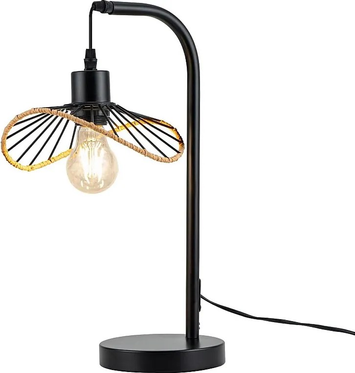 Lampka biurkowa Nettlife Vintage, lampka nocna, lampa stołowa, E27 z kablem, metalowa lampa biurkowa w stylu retro do salonu, czarna (żarówka nie jest dołączona)
