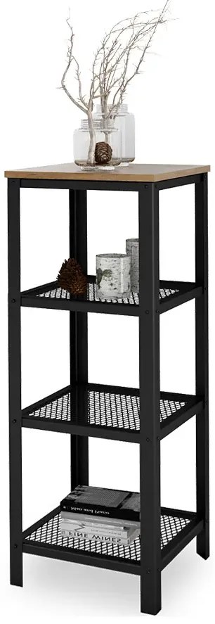 Niski regał w stylu loft czarny + dąb lancelot - Nessebax 3X