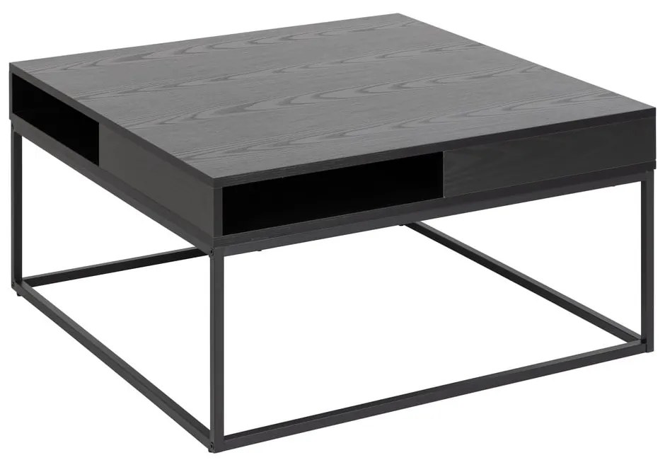 Czarny stolik z blatem w dekorze jesionu 80x80 cm Willford – Actona