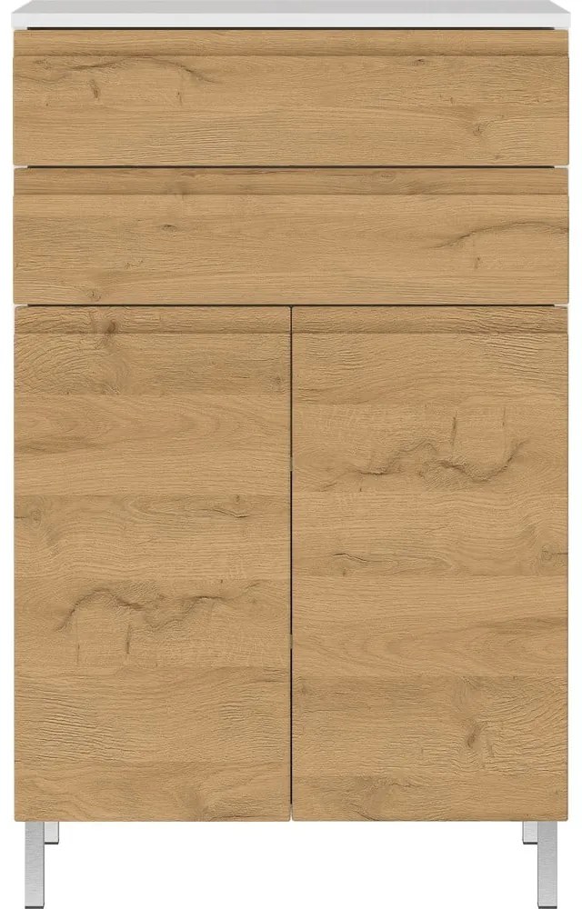 Biała niska szafka łazienkowa w dekorze dębu 60x97 cm Torrance – Germania