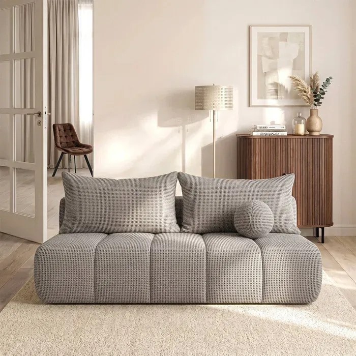 Sofa z Funkcją Spania SARIA Jasnoszara Szenil Nowoczesna