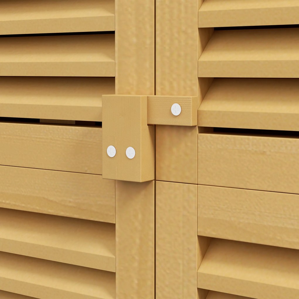 Outsunny Szafka Ogrodowa Wodoodporna, 2 Drzwi z Zamkiem, Drewno Sosnowe, 87D x 46,5S x 160W cm, Jasnożółty