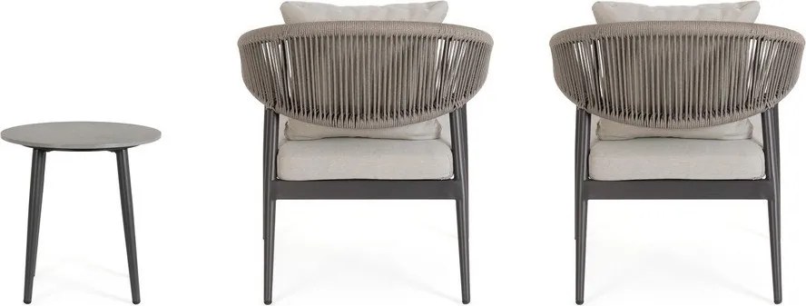 Aluminiowy zestaw mebli ogrodowych w kolorze khaki-szarobrązowym dla 2 osób Millor – Bizzotto
