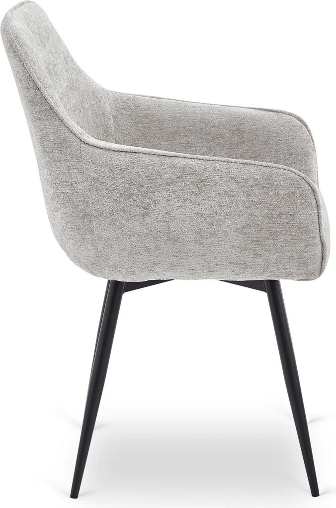 Krzesło Tapicerowane Obrotowe do Salonu LARISA Szare Nowoczesne