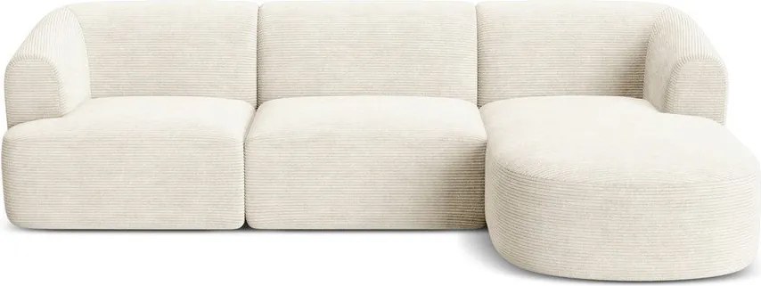 Beżowy sztruksowy narożnik (prawostronny/z szezlongiem) Campi – Cosmopolitan Design